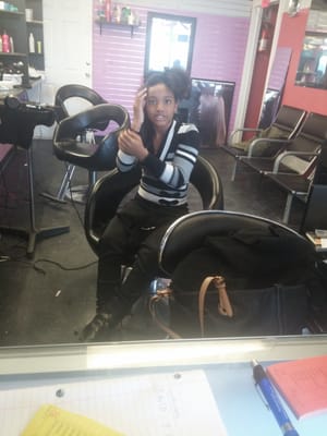 Lala getting her hair did