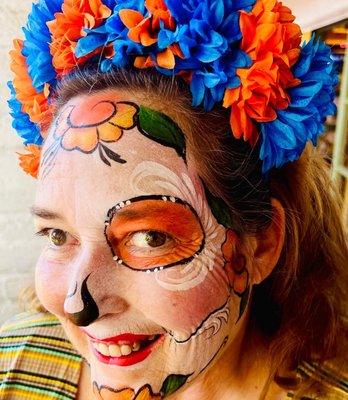 Dia de los Muertos face painting @ Fiesta de Reyes in Old Town SD., next to Geppetto's.    10/15 - 11/2/2022.