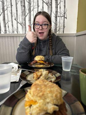 Breakfast biscuit sandwich.