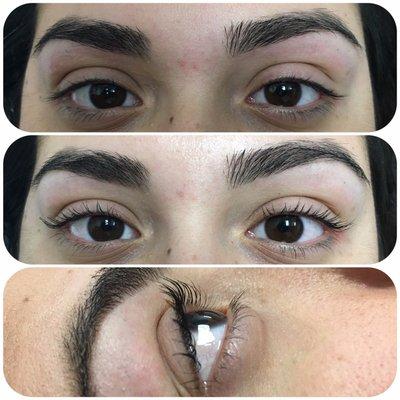 Lash lift with semi-permanent mascara