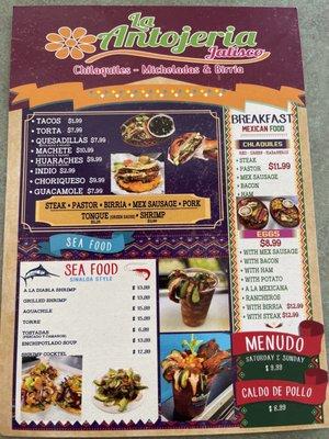 La Antojeria Menu