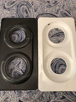 Wedgewood burner pans (white - top, black - bottom)