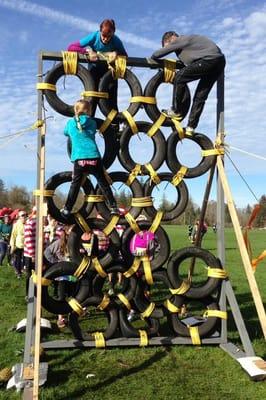 Kate, Alexis and Brian climbing tires at Pineapple Classis 2014