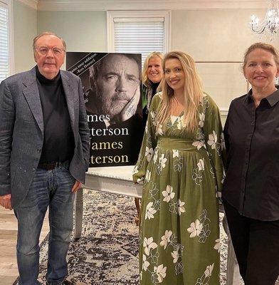 #1 Bestselling Thriller Author in the entire world, James Patterson and owners Olivia & Wendy at a Litchfield Books Author Event June 2022