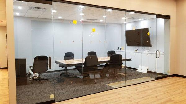 Glass wall for conference room.