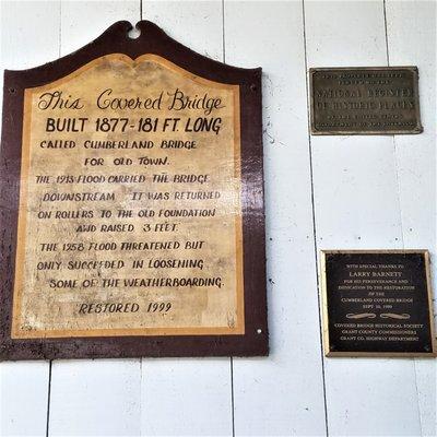 1877 Cumberland (Matthews) Covered Bridge plaques