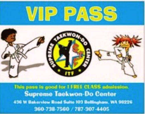 VIP PASS=Free introductory class.