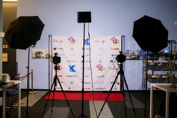 Set up for step and repeat with pics and frames for attendees to take home and email a digital copy to themselves