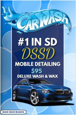 Hand Wash DI water only, Air drying, Tire dressing, Complete Vacuuming, Windows Inside & Out, Waxing & Polishing Using DA Buffer!!!