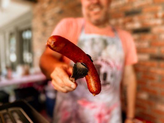 Locally sourced dogs and sausages.