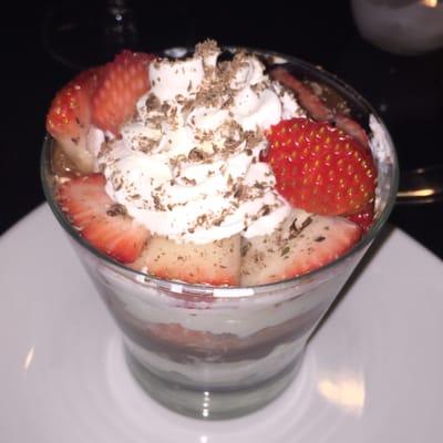 The strawberry/chocolate mouse parfait made with homemade chocolate sauce!!