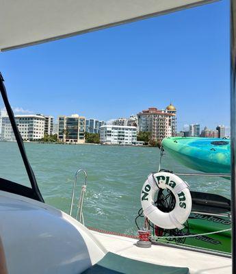 View of Sarasota from the "No Plans" catamaran.