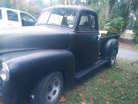 Customer who brought in a 1947 Chevy truck, getting it slammed on the ground airbags.