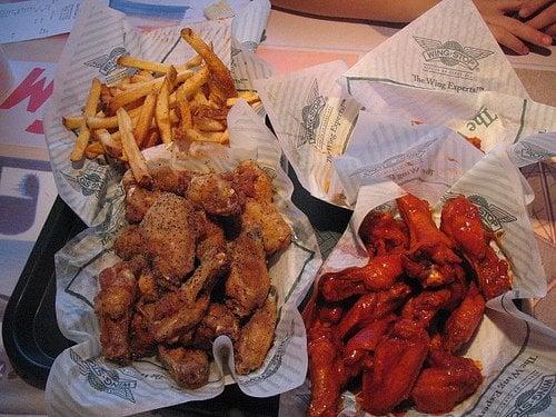 Fries, Lemon Pepper Wings, Original Hot Wings