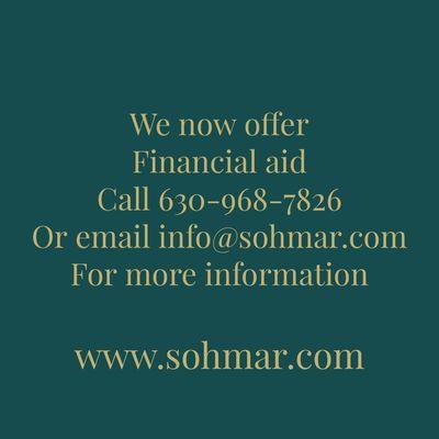 We now offer financial assistance. We also have several other payment options as well.