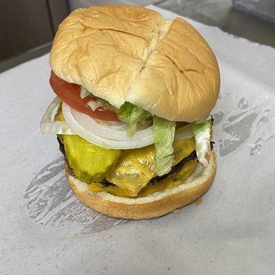 Loaded double cheeseburger