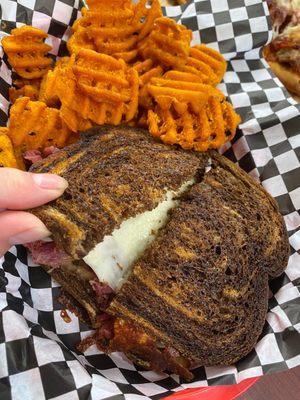 Ruben with sweet potato fries