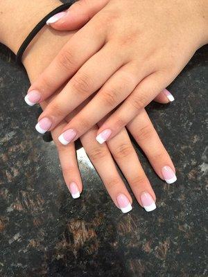 Pink and white Solar nails