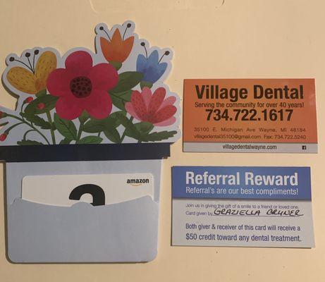 Gift card and referral card!