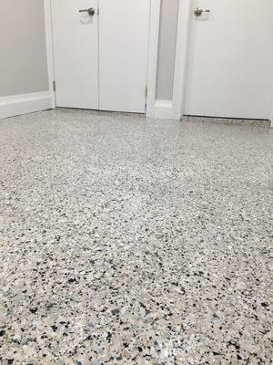 Basement Grey and Beige Combo Chip Epoxy Floor