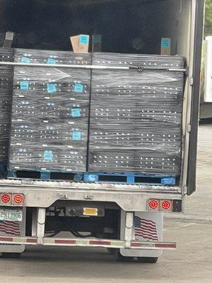 Proper load pic of another properly loaded shrink wrapped pallets of eggs, taken of another truck at receiver.