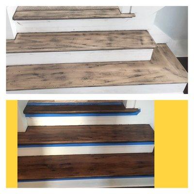 Staining stairs