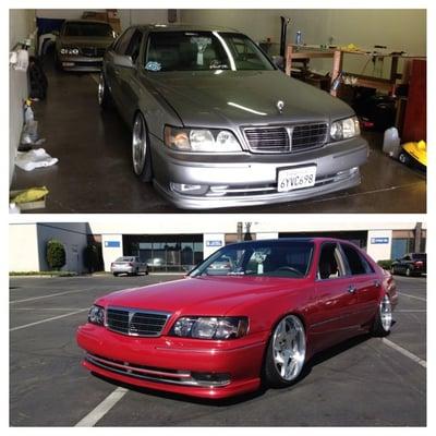 CIMA Q45 Complete color change from oem silver to Gloss Metallic Red..