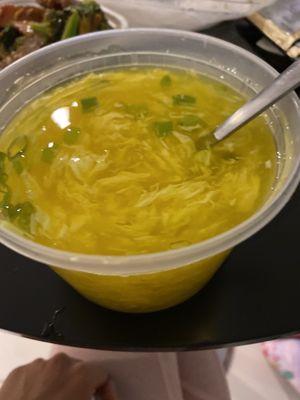 Egg drop soup. Not very good but looks fine.