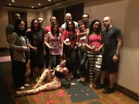 Valentine's Day couples yoga at Bombshell Yoga & Wellness Studio.