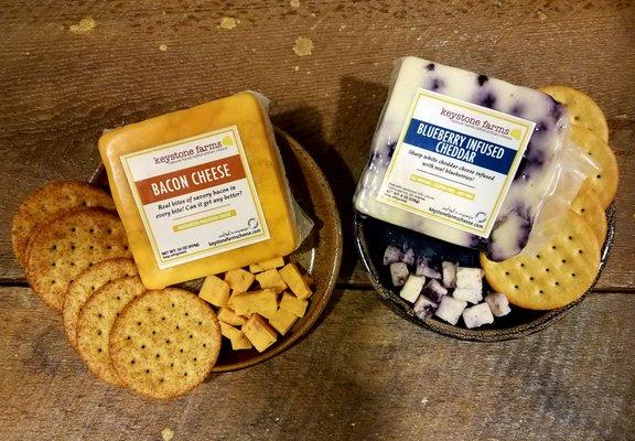 Some of our best sellers, Blueberry Infused or Apple Cinnamon Cheddars