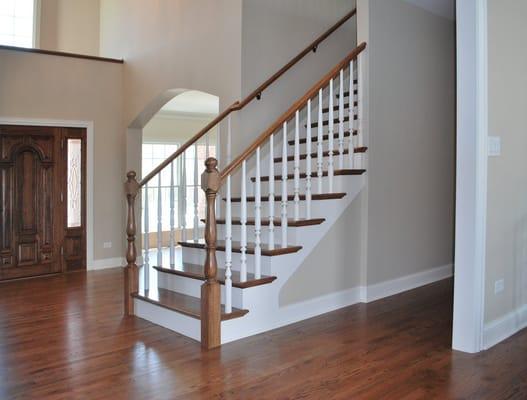 Simple Straight Stair with Wood Balusters