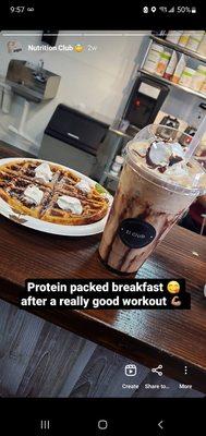 Protein packed Iced Coffee and donuts.