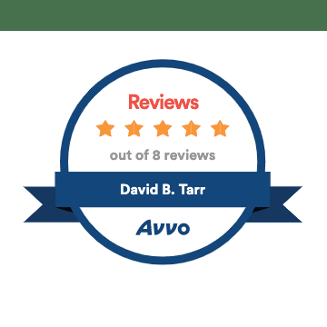 Avvo Certificate of 5 star reviews for David B. Tarr.