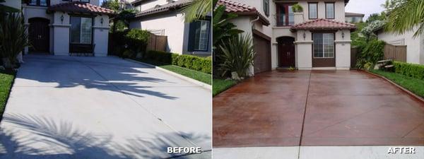 Driveway concrete staining. We offer many different color and choices to choose from.