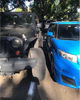 the last straw was when he tried to tell management he wasn't parked that close...