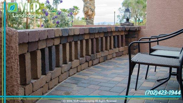 Decorative Free-Standing Wall w/ Paver Patio