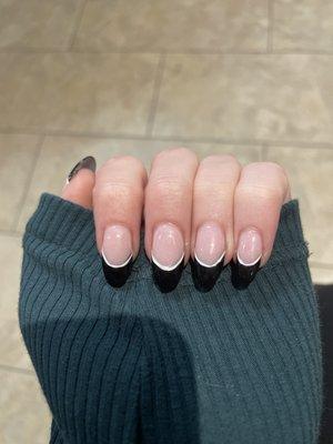 black-and-white french tip nails