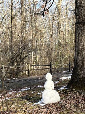 Roads closed but at least we saw a snow person.