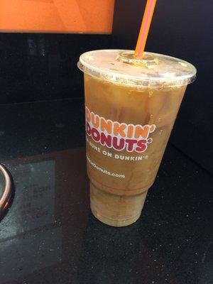 Large iced coffee with almond milk.