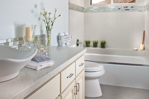 A clean, relaxing, white bathroom. Add any color and it will POP!!!