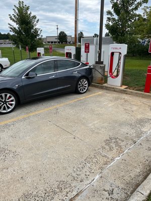 8 stalls, 4 on each side of the parking lot.