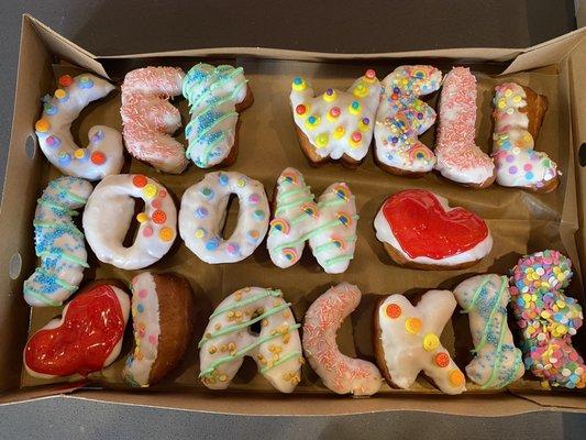 Custom-made letter-shaped donuts ‼