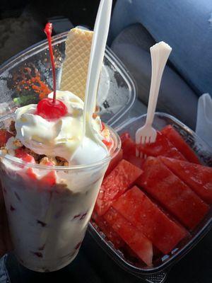 fresas con crema and watermelon