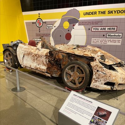 2009 1.5 Millionth Corvette. One of 8 to fall cars dropped overnight to a sinkhole.