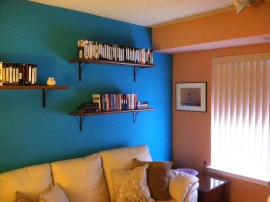 Interior custom color refinishing.  Shelves built to accent existing furniture.