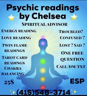 Psychic readings energy readings palm readings tarot card readings chakra balancing love readings