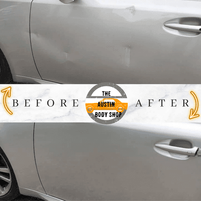 Pearl White BMW Door Dent Damage Repair.