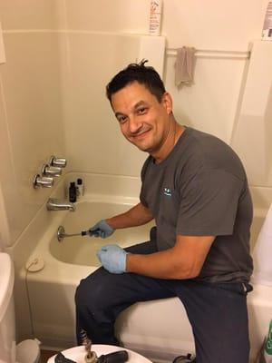 Rick fixing another clogged tub!