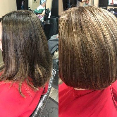 A before of a great haircut and highlights.