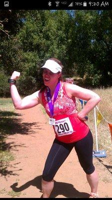 When she first started at Elite, Robyn had never run a race in her life. This is her at the finish line of an ULTRA marathon! 31 miles!